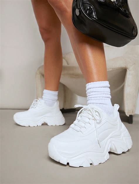 SHEIN SHUZIA Top-Seller Ultra-Light Chunky Platform PU White Retro ...