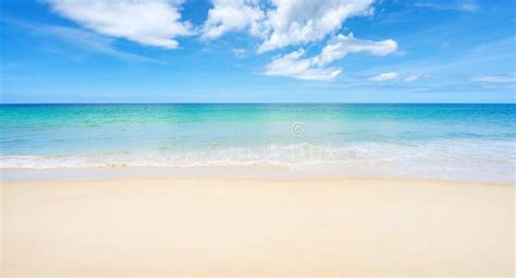 Beautiful Sandy Beach And Sea With Clear Blue Sky Background Amazing