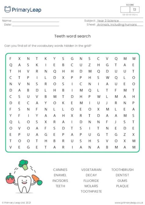 Primary Tooth Chart Printable Printable Word Searches The Best Porn