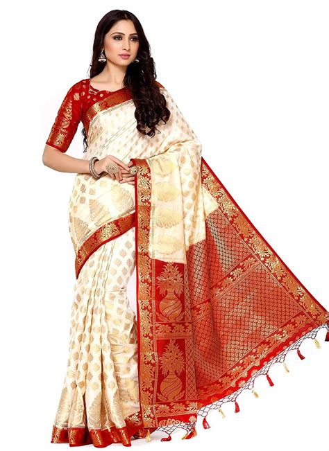 Buy Online Silk Off White Zari Designer Traditional Saree 180177