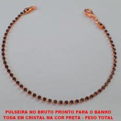 Pulseira No Bruto Pronto Para O Banho Toda Em Cristal Na Cor Preta