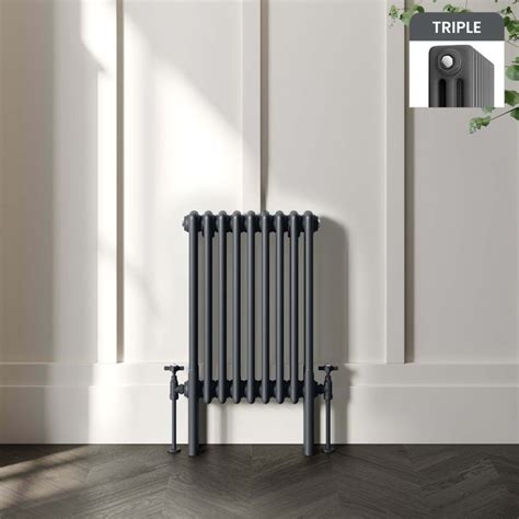 Athens Anthracite Horizontal Triple Column Traditional Radiator