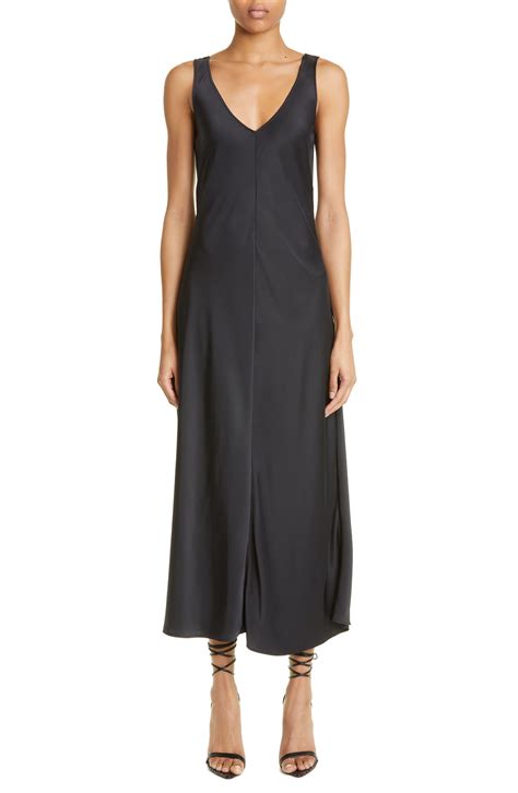 Lapointe Bias Cut Sleeveless Satin Maxi Dress In Black Lyst