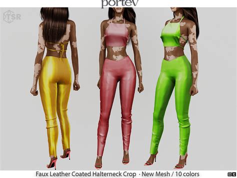 The Sims Resource Faux Leather Coated Halterneck Crop