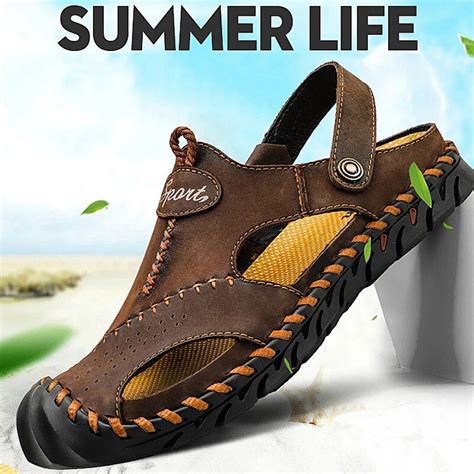 Genuine Leather Classic Men Sandals Summer Beach Sandals Comfortable Men Water Shoes Big Size