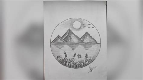 How To Draw Mountains In A Circle With Pencil Mountains Pencil