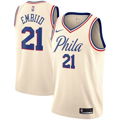 Nike 21 Joel Embiid Philadelphia 76ers Youth Cream City Edition