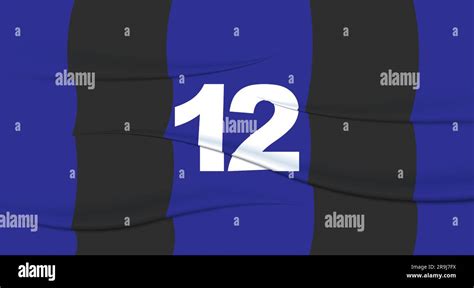 Blue footballer's number on a football jersey. 12 Numbered print ...