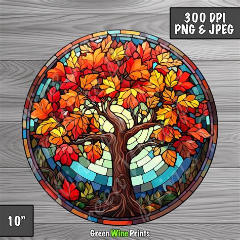 Fall Autumn Tree Stained Glass Fall Tree Sublimation Wrap Faux