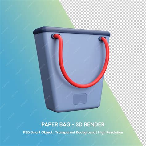 Premium Psd Paper Bag With 3d Illustration