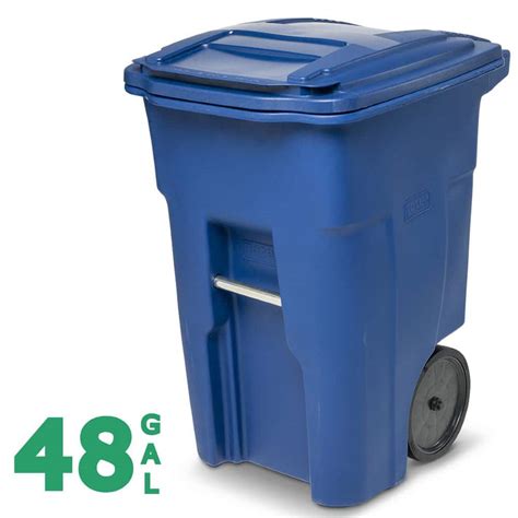 Toter 48 Gal Blue Outdoor Trash Can With Quiet Wheels And Lid Ana48