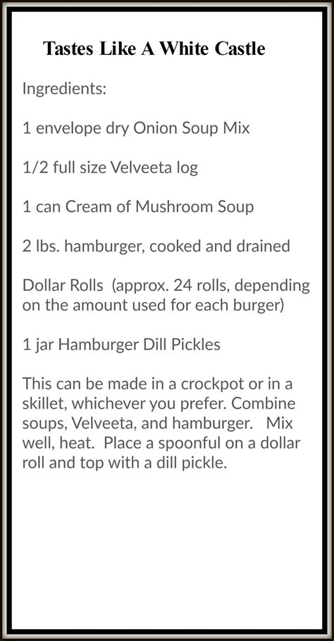 Recipe Not Quite But Almost A White Castle Burger That Salad