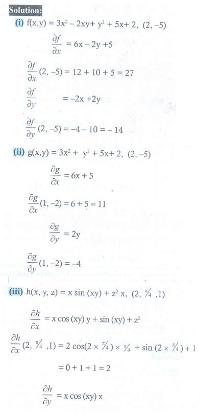 Exercise Partial Derivatives Problem Questions With Answer Solution