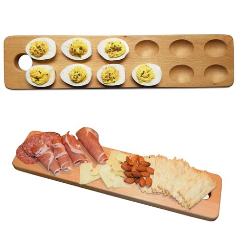 Deviled Egg Platter Charcuterie Board Wooden Serving Tray Egg Tray Cutting Board Reversible Egg