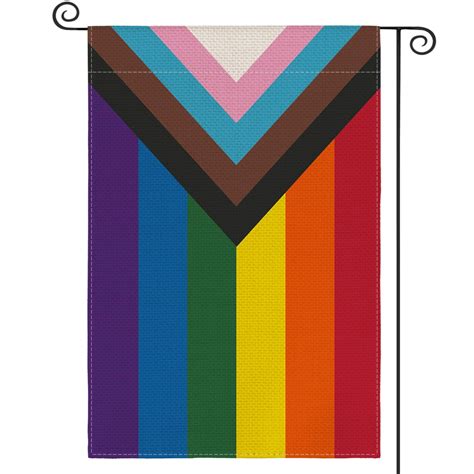Progress Pride Rainbow Garden Flag Double Sided Outside Lgbtq Community Gay Pride Lesbian
