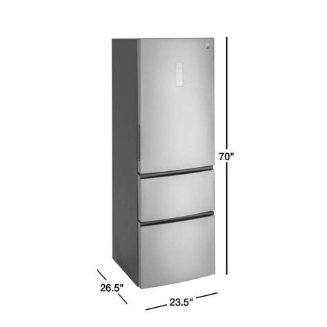 Ge Bottom Freezer Refrigerator In Stainless Steel Counter