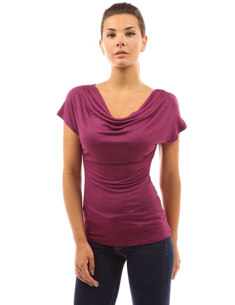 Pattyboutik Womens Cowl Neck Short Sleeve Top At Amazon Womens