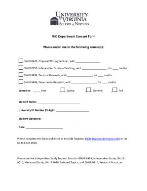 Fillable Online PhD Department Consent Form Please Enroll Me In The