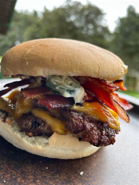 Double Smash Burger With Cheddar Jalapeños And Bacon Dining And Cooking