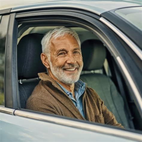 Premium Photo Close Up Of Happy Senior Man Sitting In Car In Driver