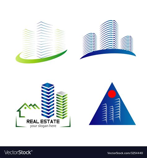 Skyline Logo Set Template Design Royalty Free Vector Image