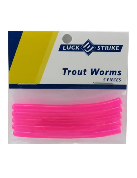 Luck E Strike Trout Worms Hot Pink Trout Freshwater 5 Count Soft