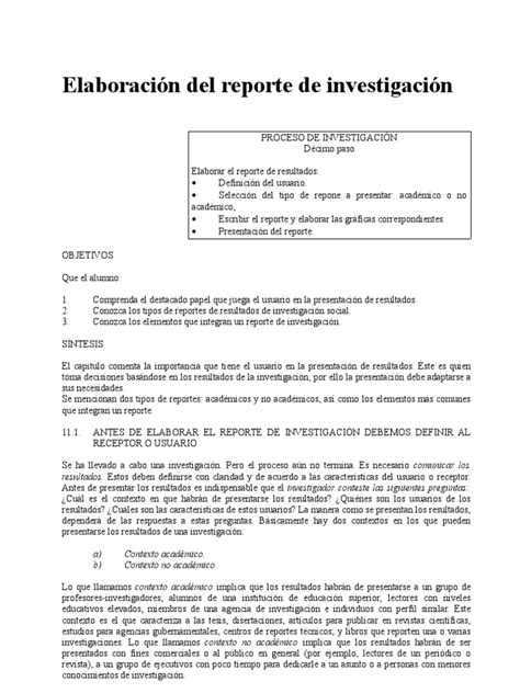 Elaboración Del Reporte De Investigación Estadísticas Teoría