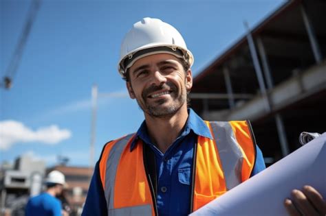 Premium Ai Image Civil Engineer Hispanic Smiling With Constuction