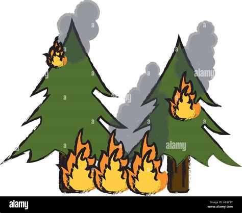 drawing wildfire destroys pines smock Stock Vector Image & Art - Alamy