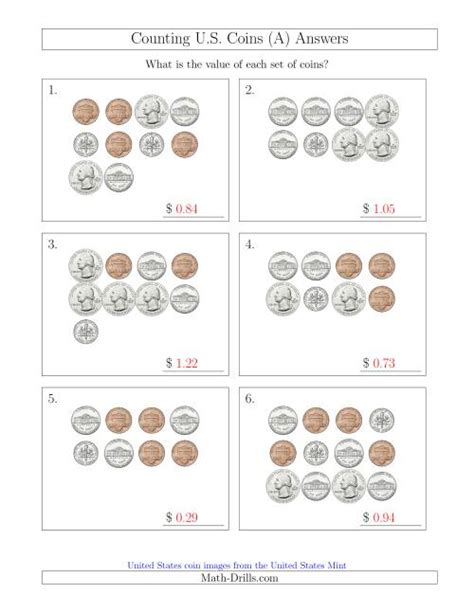 Free Counting Coins Worksheets