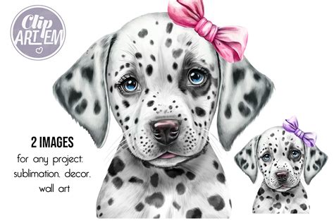 Girl Dalmatian Puppy Watercolor Clip Art Graphic By ClipArtem