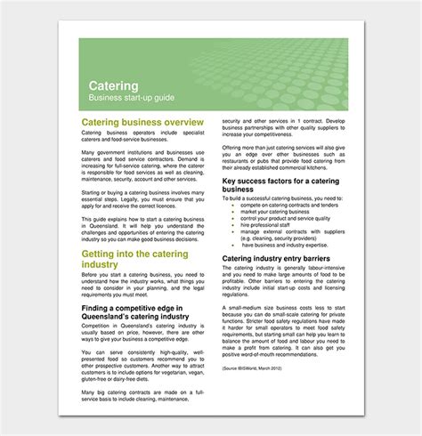 Catering Business Plan Template 11 For Word Doc Pdf Format