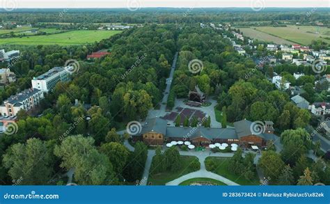 Spa Park Ciechocinek Park Zdrojowy Aerial View Poland Stock Footage