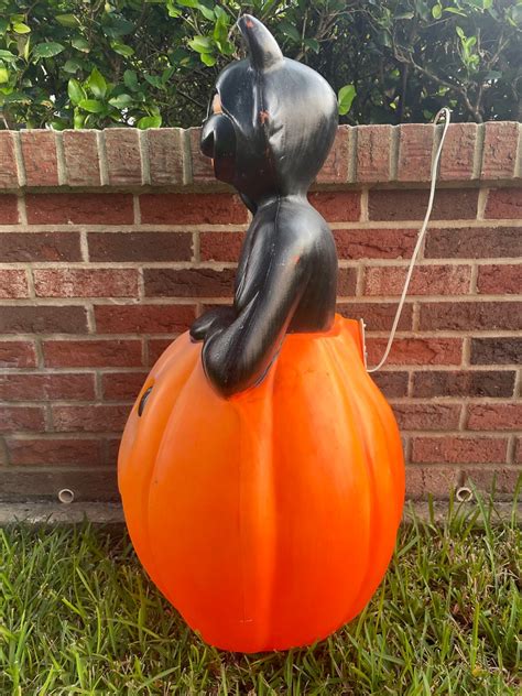 Vintage Empire Black Cat And Pumpkin Halloween Large Blow Mold Etsy