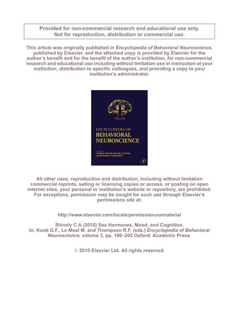 Pdf Sex Hormones Mood And Cognition
