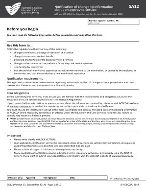 Fillable Online Notification Of Change To Information SA12 About An