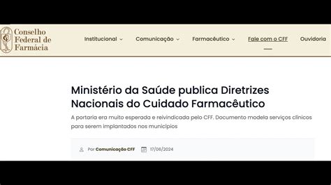 Video Aula Diretrizes Nacionais Do Cuidado Farmaceutico Dncf Youtube