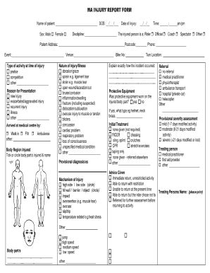 Fillable Online Ma Injury Report Form Motorcycling Australia Home Fax