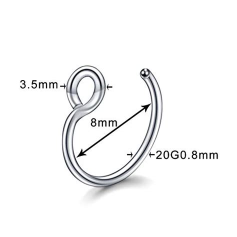 Sovsefd Pcs Gauge Fake Septum Nose Rings Hoop Non Piercing L