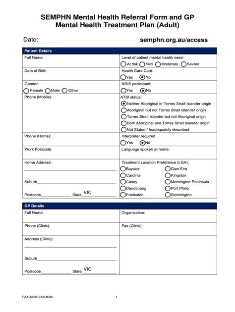 Mental Health Treatment Plan Form Fill Online Printable Fillable