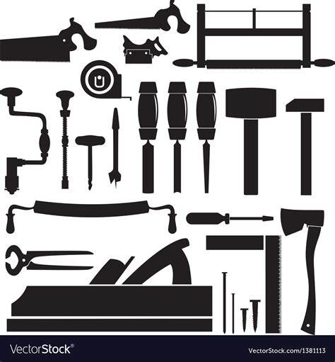 Tools Carpenter Set Royalty Free Vector Image VectorStock