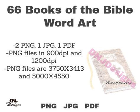 66 Books Of The Bible Word Art Pack Etsy