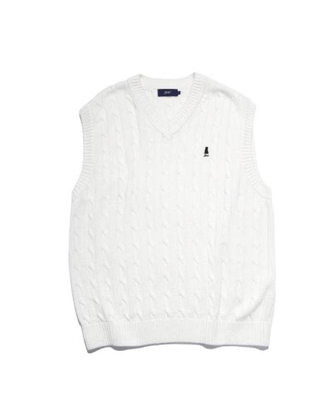 Musinsa Yale Heritage University Dan V Neck Cable Knit Vest White