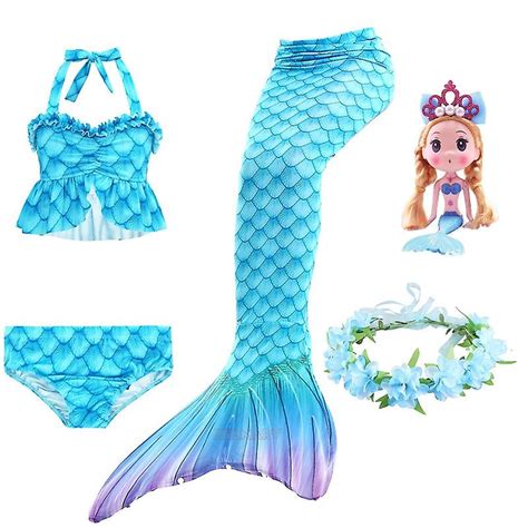 Meisjes Zeemeermin Staart Kinderen Jurk Strandkleding Badpak De Kleine Zeemeermin Kostuum Bikini