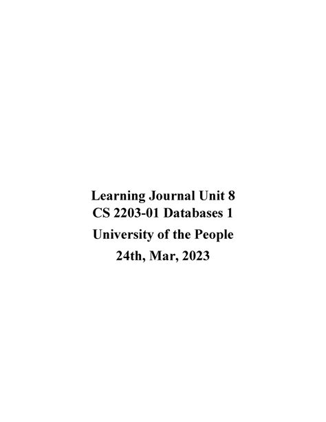 UNIT 8 This Is The Written Assignment Of Unit 8 Learning Journal