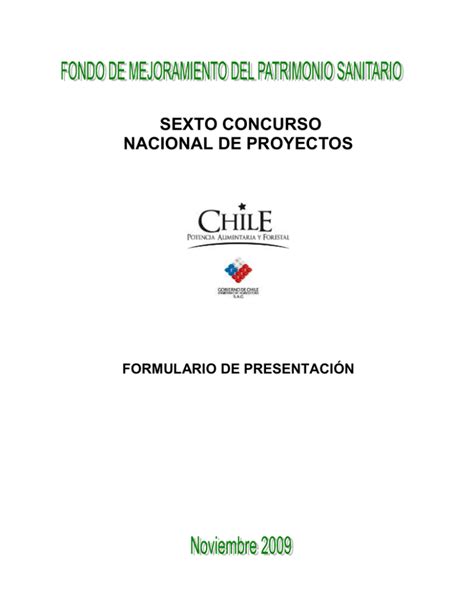 Sexto Concurso Nacional De Proyectos Formulario De Presentaci N