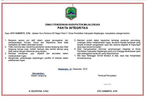 Contoh Surat Fakta Integritas Contoh Surat Images And Photos Finder