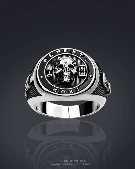 Memento Mori Ring Vanitas Silver 925 Skull Masonic Knights Templar