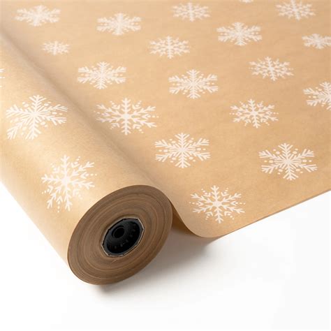 Bobina Papel Regalo Kraft Navidad Copos De Navidad