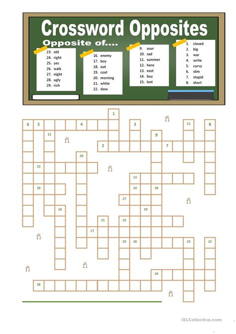 Crosswords Opposite Adjectives And Verbs Esl Worksheetphiliproth 0